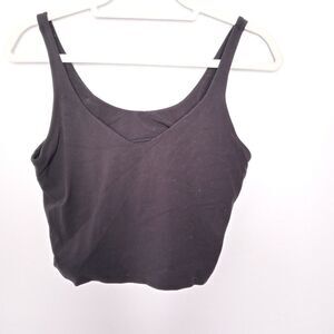 Lululemon black cropped top with build in bra size 10